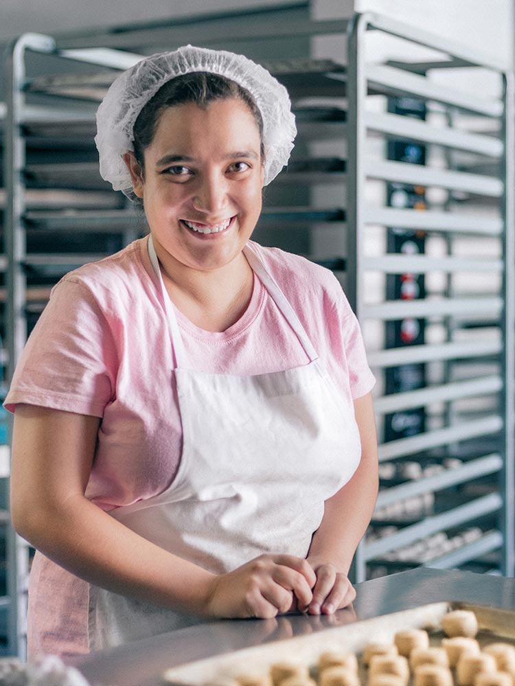 young woman in culinary program