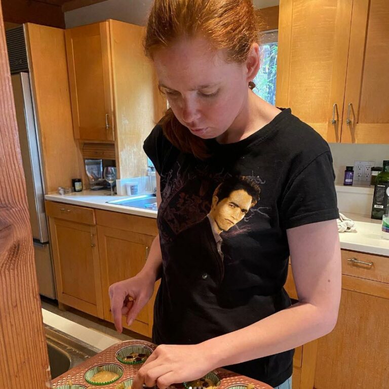 resident baking gluten-free muffins