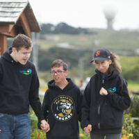 Big Wave future residents Sawyer, Sam and Jane at Big Wave Farm